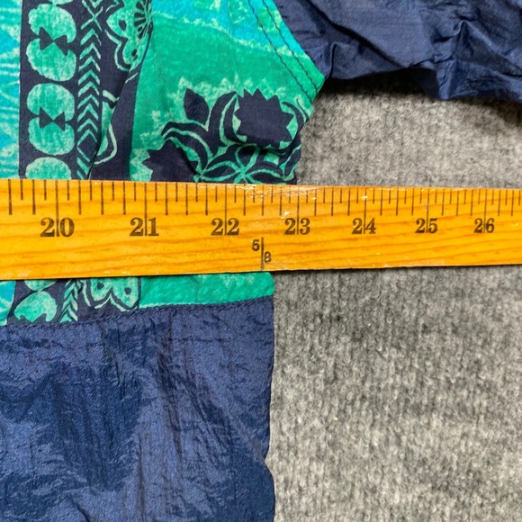 Fresh Peaches Vintage 90s Windbreaker Jacket Navy Teal Paisley Mens Large USA - Picture 4 of 9